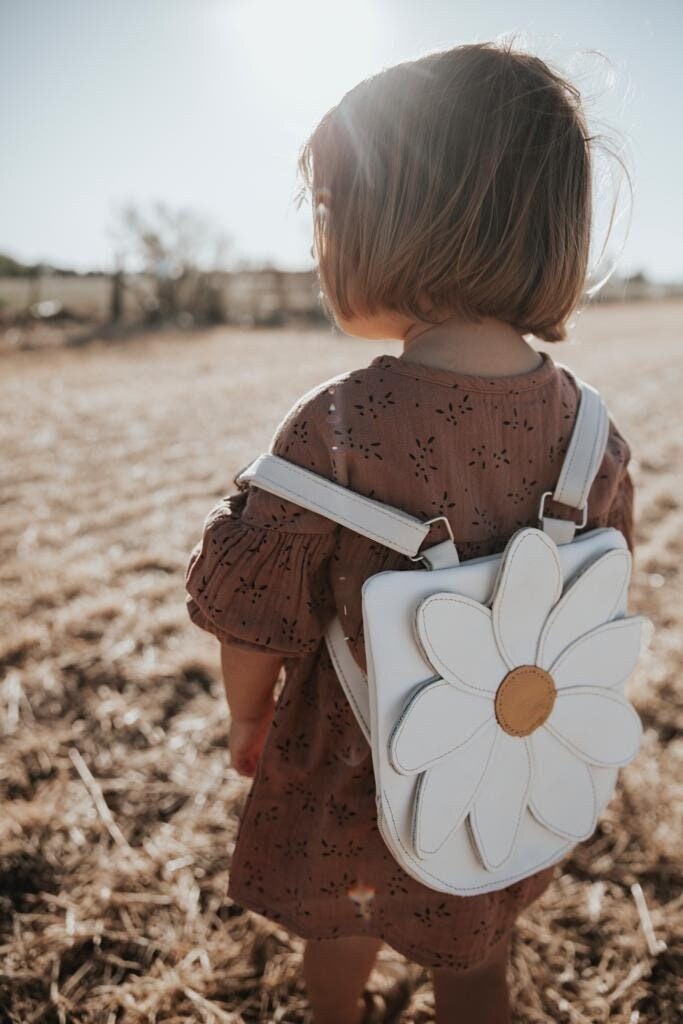 Toddler Backpack With Flower in Front, Floral Leather Backpack for Kids ...