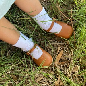 Brown Mary Jane Shoes for toddler girl, Little girl leather shoes, Tan leather toddler Mary Jane with beautiful detailing image 6