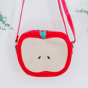 Genuine leather bag for kids, Toddler apple shoulder bag, Kawaii fruit shoulder bag for kids, Cute personalized purse for girls
