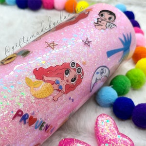 Pink Glitter Tumbler, Bichota Tumbler, Karol G Mermaid Tumbler, Mañana Sera Bonito Personalized Glitter Epoxy Tumbler