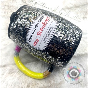 Teacher Mug. Composition Tumbler. Back to School Glitter Tumbler, Custom Glitter Tumbler