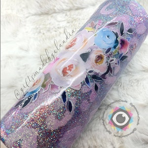Floral Leopard Tumbler – Cheetah Glitter Cup, Birthday Gift for Sister, Mom or Friend, Stylish Animal Print Tumbler, Gift for Her