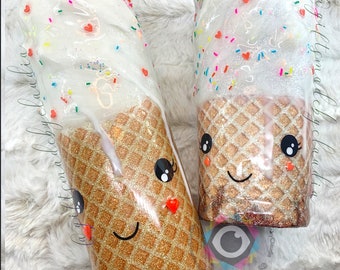 Melting Ice cream Cone Tumbler with 3D drip. Ice Cream Cone Tumbler. Ice cream waffle cone Tumbler with sprinkles. 3D Ice Cream tumbler