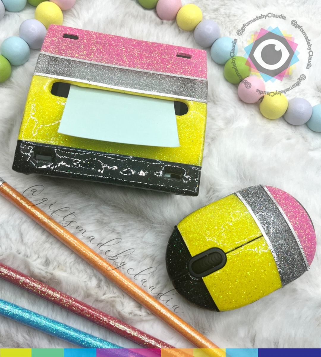 Cute and Unique Glitter Desk Set, Desk Organizer, Teacher Supplies