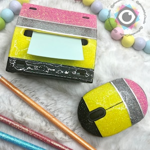 Cute and Unique Glitter Desk Set, Desk Organizer, Teacher Supplies, Office Supplies, Personalized Gift, School,  Glitter Office Set.