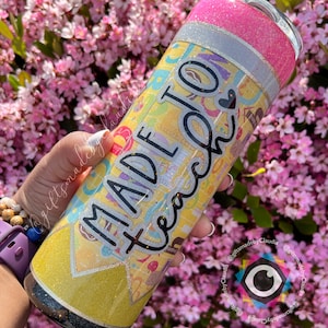 Pencil glitter tumbler 20 oz Teacher Tumbler, Personalized Teacher Tumbler, Gift for Teacher