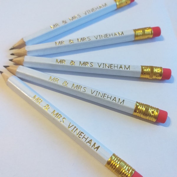 Elegant Wedding Pencils - Custom Save the Date Pencils - Set of 10"