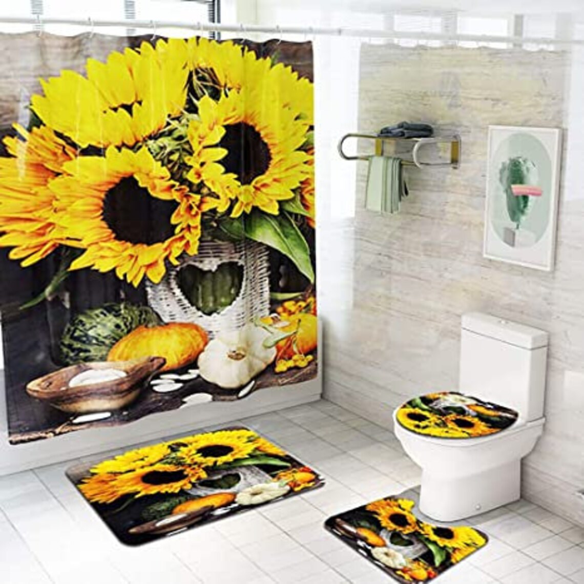 Sunflower bathroom set Sunflower Pretty shower curtain Etsy