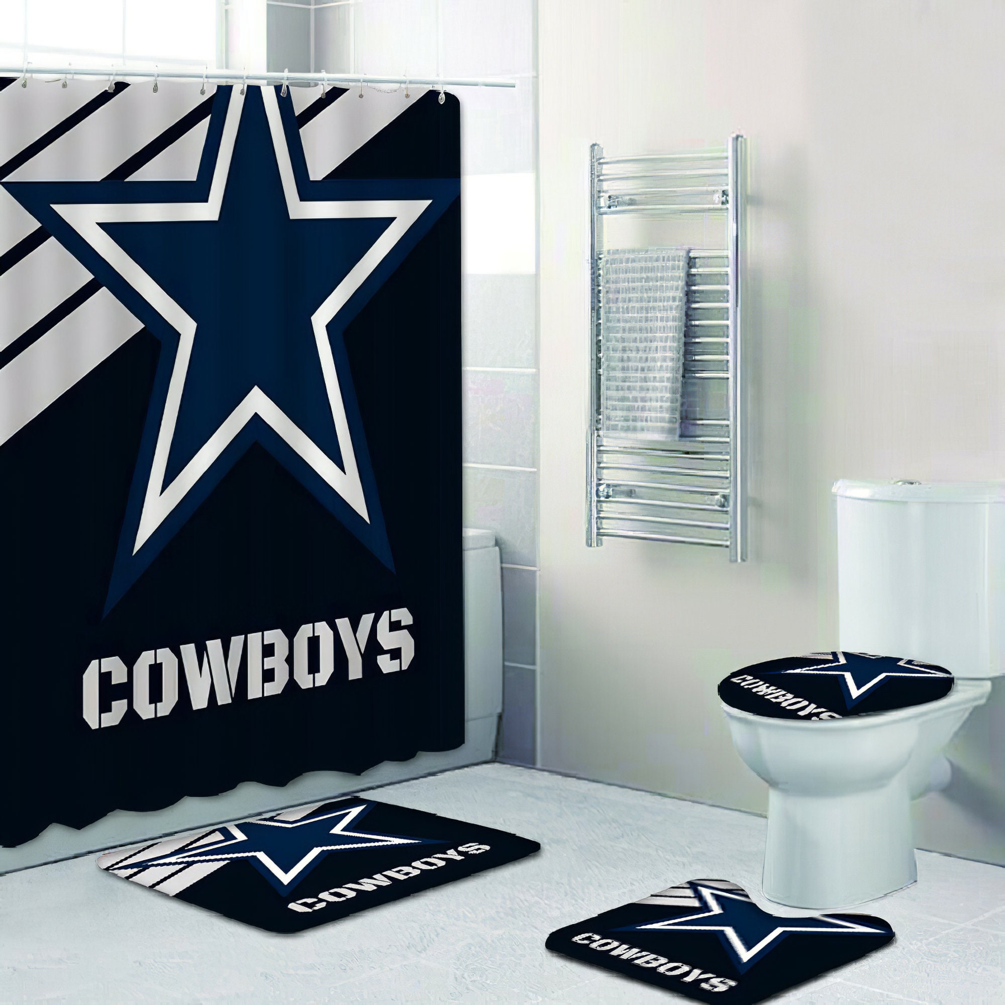 NFL Dallas Cowboys bathroom set Rugby Team Shower Curtain Etsy