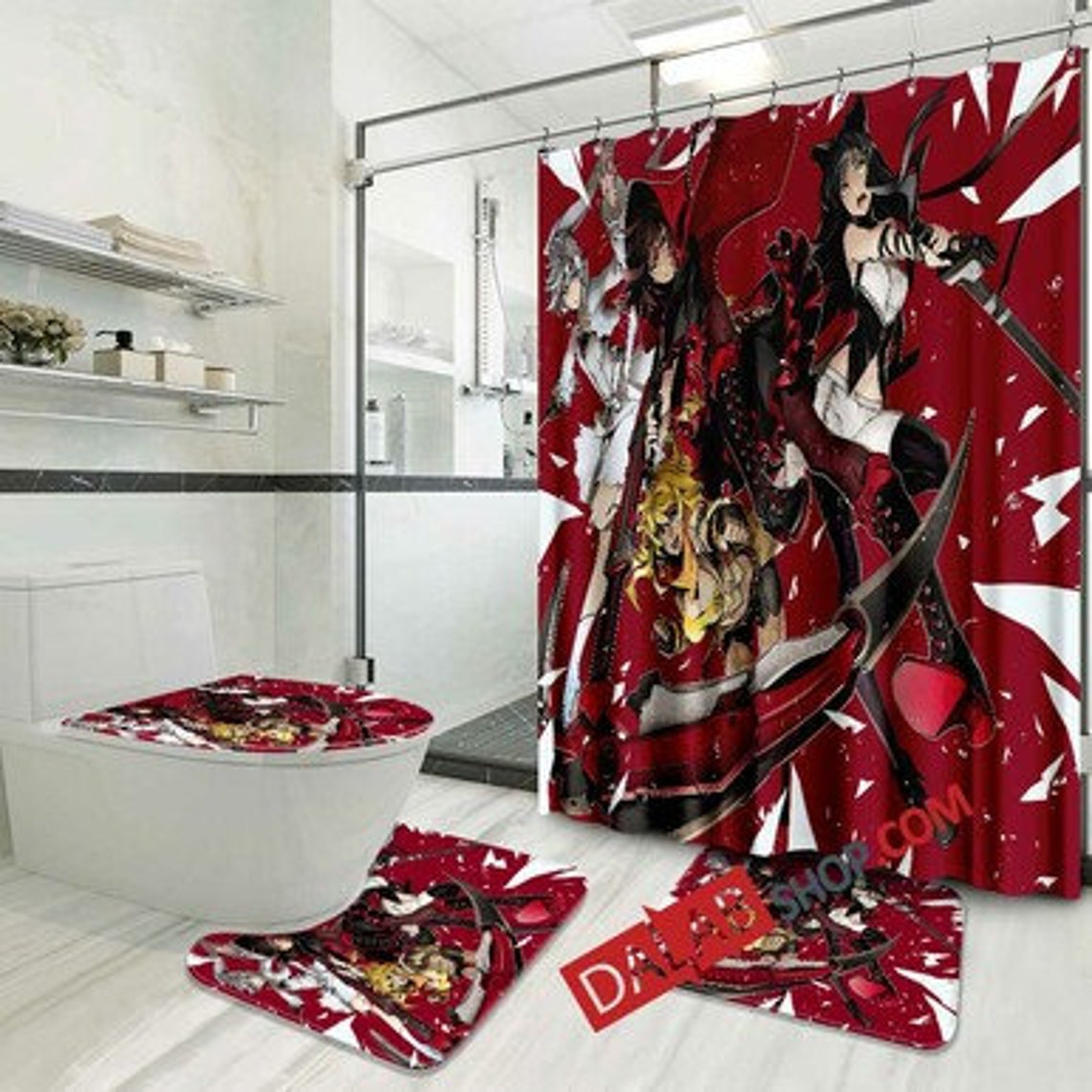 Anime bathroom set Anime Pretty shower curtain Nonslip Etsy