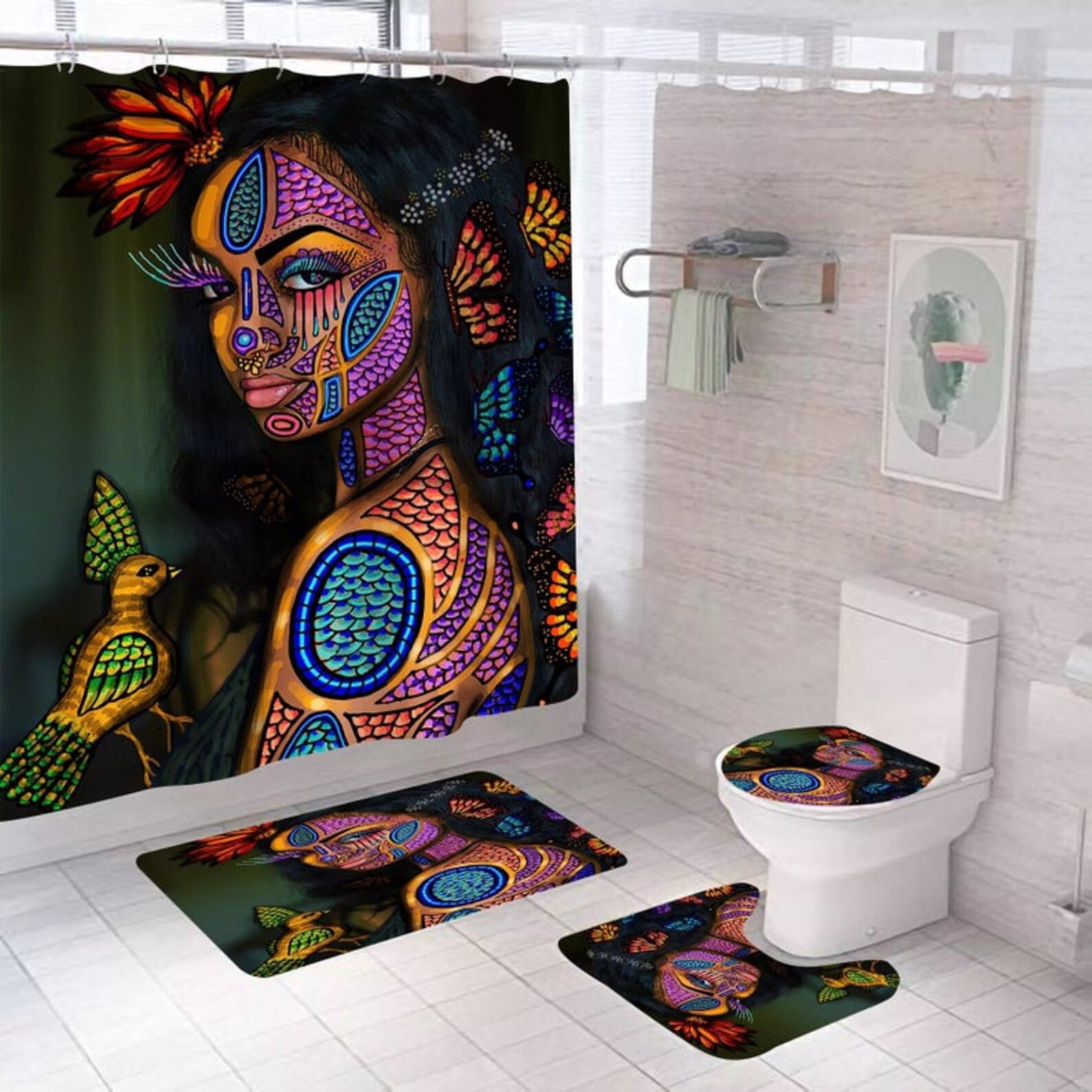 Afro bathroom set African American mat Black Girl shower Etsy