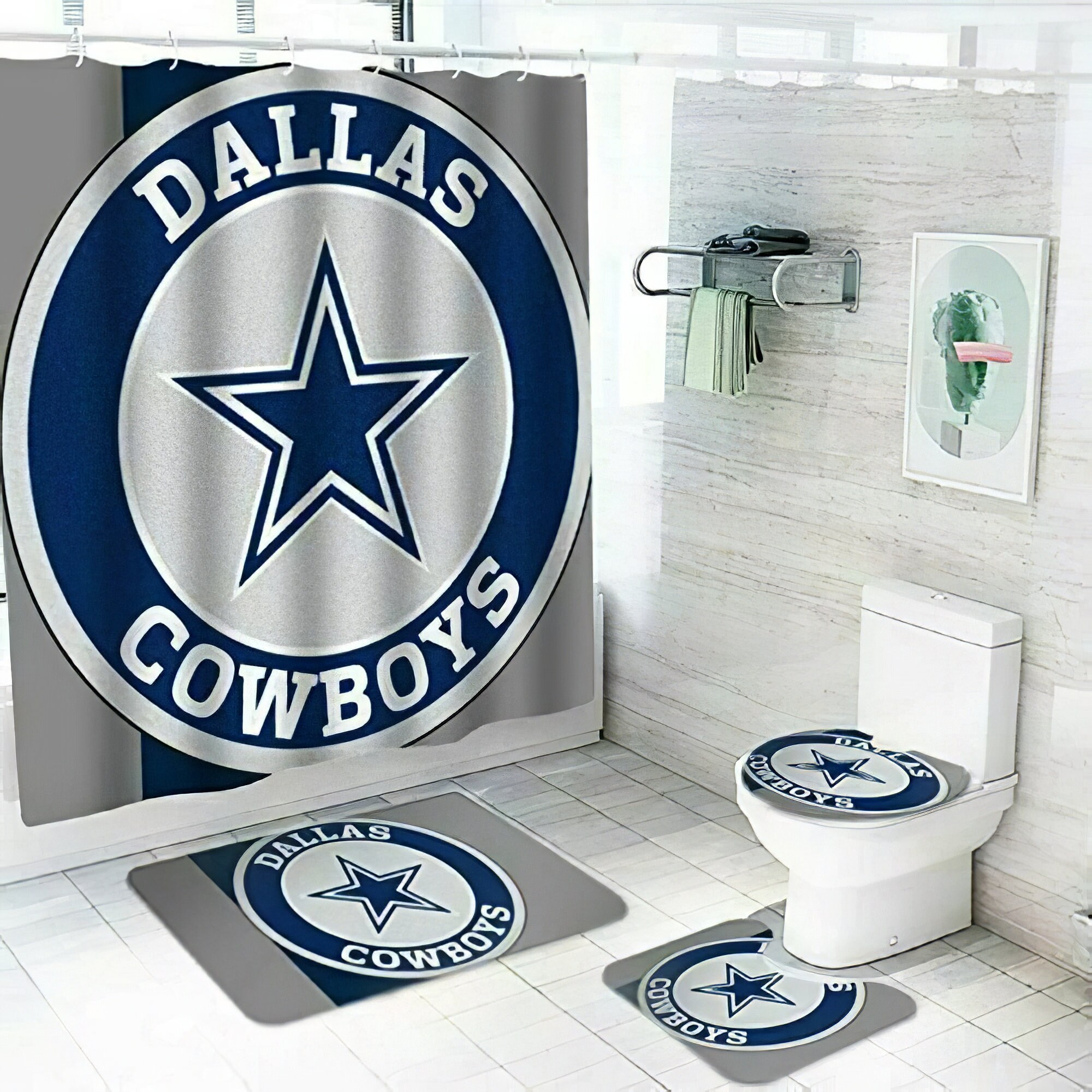 NFL Dallas Cowboys bathroom set Rugby Team Shower Curtain