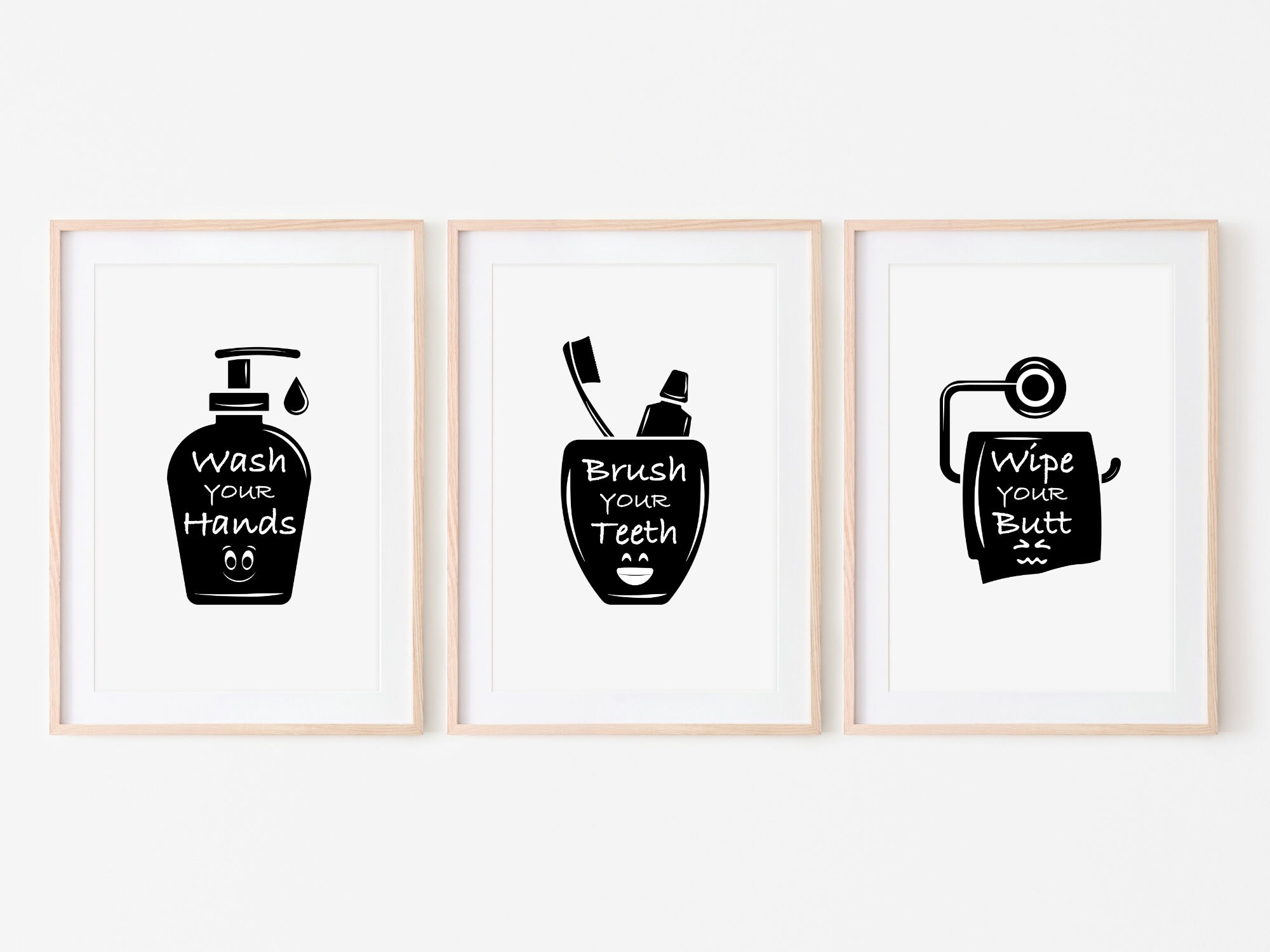 Bathroom Wall Decor Printable Art Gallery Prints Set of 3 | Etsy