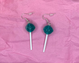 925 silver Lollipop kitsch 50s 60s candy kawaii cute drop dangle retro earrings 925 silver Lollipop kitsch 50s 60s candy kawaii cute drop dangle retro earrings
