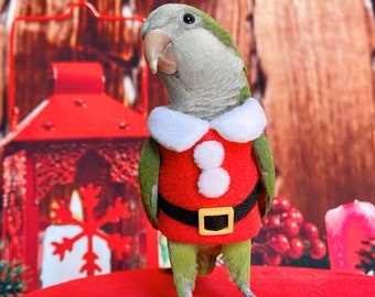 Handmade Parrot Bird Christmas Santa Claus Clothes with Diaper/Shirt -Quakers/Cockatiel/African Grey/Macaws-5