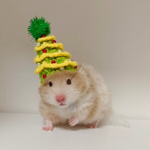 Handmade Green Christmas Tree Pet Hat-Hedgehog/Hamster/Squirrel/Guinea Pig/Rat/Chinchilla/Ferret/Bunny/Sugar Glider/Bird/Leopard gecko/Quail