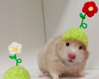 Handmade Flower Pet Hat- Hedgehog/Hamster/Squirrel/Parrot/Guinea Pig/Rat/Chinchilla/Ferret/Sugar Glider/Rabbit/Leopard gecko/Quail