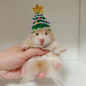 Handmade Christmas Tree Small Pet Hat-Hedgehog/Hamster/Squirrel/Guinea Pig/Rat/Chinchilla/Ferret/Bunny/Sugar Glider/Bird/Leopard gecko/Quail