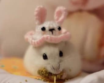 Handgemaakte dierenhoed Bunny Hat-beste voor egel/papegaai/hamster/eekhoorn/cavia/rat/chinchilla/fret/luipaardgekko/suikerzweefvliegtuig/vogel/kwartel