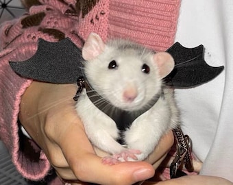Vleermuis vleugels harnas huisdier riem halsband set halloween kostuum/cadeaus-syrain hamster/fancy rat/eekhoorn/suikerzweefvliegtuig/baardagaam/ratten
