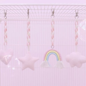 Handmade 4-piece Set Heart Star Rainbow Cloud Cage Decoration Accessories Pet Cushion Toy Props for Sugar Glider/Any Pets