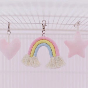 Handmade 3-piece Set Rainbow Star Heart Cage Decoration Accessories Pet Cushion Toy Props for Sugar Glider/Any Pets Gifts