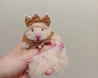 King Golden Crown Pet Hat Gifts-Hedgehog/Hamster/Squirrel/Guinea Pig/Rat/Chinchilla/Ferret/Bunny/Sugar Glider/Bird/Leopard gecko/Quail/Duck