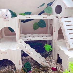 Château/cache/maison imperméable et résistant à la mastication pour hérisson, rat, hamster, planeur en sucre, autres petits animaux de compagnie-3