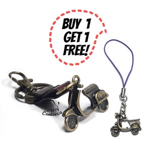Scooter Keychain,  3D Vespa keychain  with Genuine Leather Keychain personalized, Gift for him, Gift for Boyfriend, keyring tag,