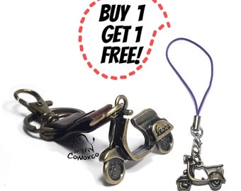 Scooter Keychain,  3D Vespa keychain  with Genuine Leather Keychain personalized, Gift for him, Gift for Boyfriend, keyring tag,