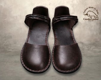 Handmade Leather Mary Jane Sandals, Minimalist Thong Flats, Artisan Summer Footwear