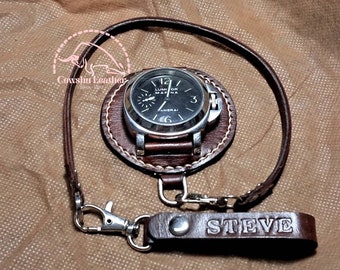 Personalized Leather Watch Saddle: Handmade Pocket Watch Holder