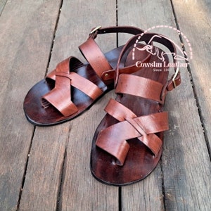 Brown strap leather sandals, Leather, sandals woman, men leather sandals, genuine leather, towering sandals, boho sandals, gift for him,