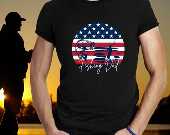 Shirt vissen vader, shirt VS visserij vlag, shirt patriottische vader, 4 juli visserij shirt, Vaderdag visserscadeau, Amerikaans vader T-shirt