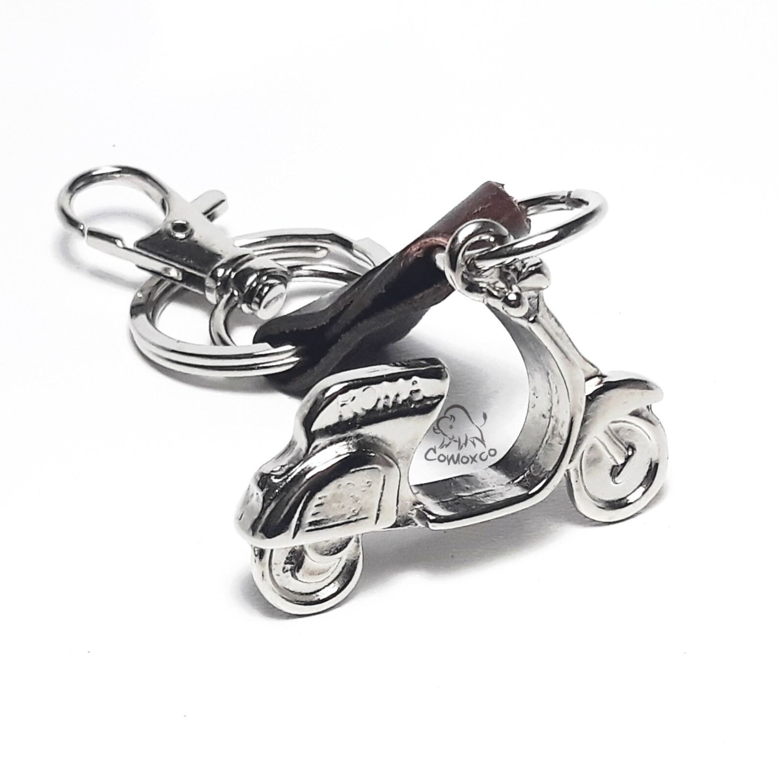 3D Vespa Keychain: Brass Tone Scooter Keyring With Leather Tag - Etsy