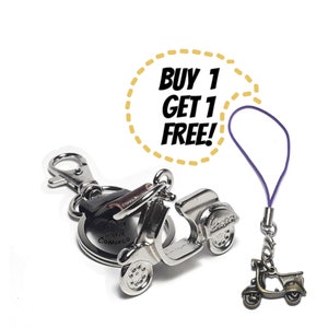 Scooter Keychain,  3D Vespa keychain  with Genuine Leather Keychain personalized, Gift for him, Gift for Boyfriend, keyring tag,