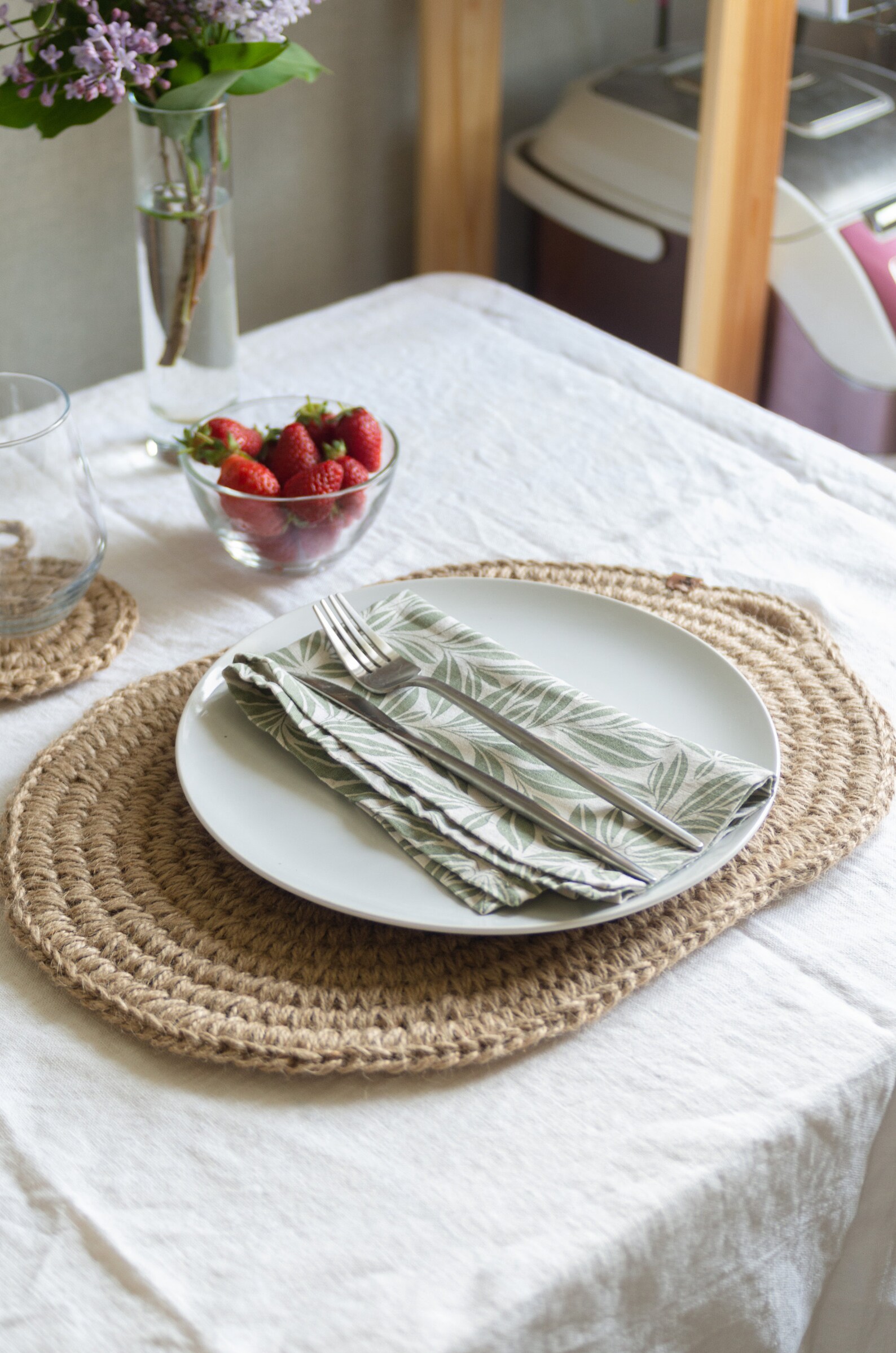 Crochet jute oval placemats Stylish kitchen table setting Oval Etsy