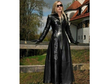 Long Leather Coat - Etsy