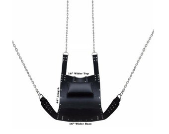 Sex Swing, Leather Sex Sling, Leather Sex Swing, Adult Sex Sling, Heavy Duty Play Room Black Leather Adult Sling With Leg Straps Love