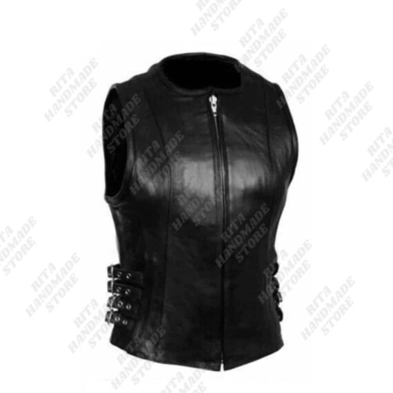 Female leather deals vest
