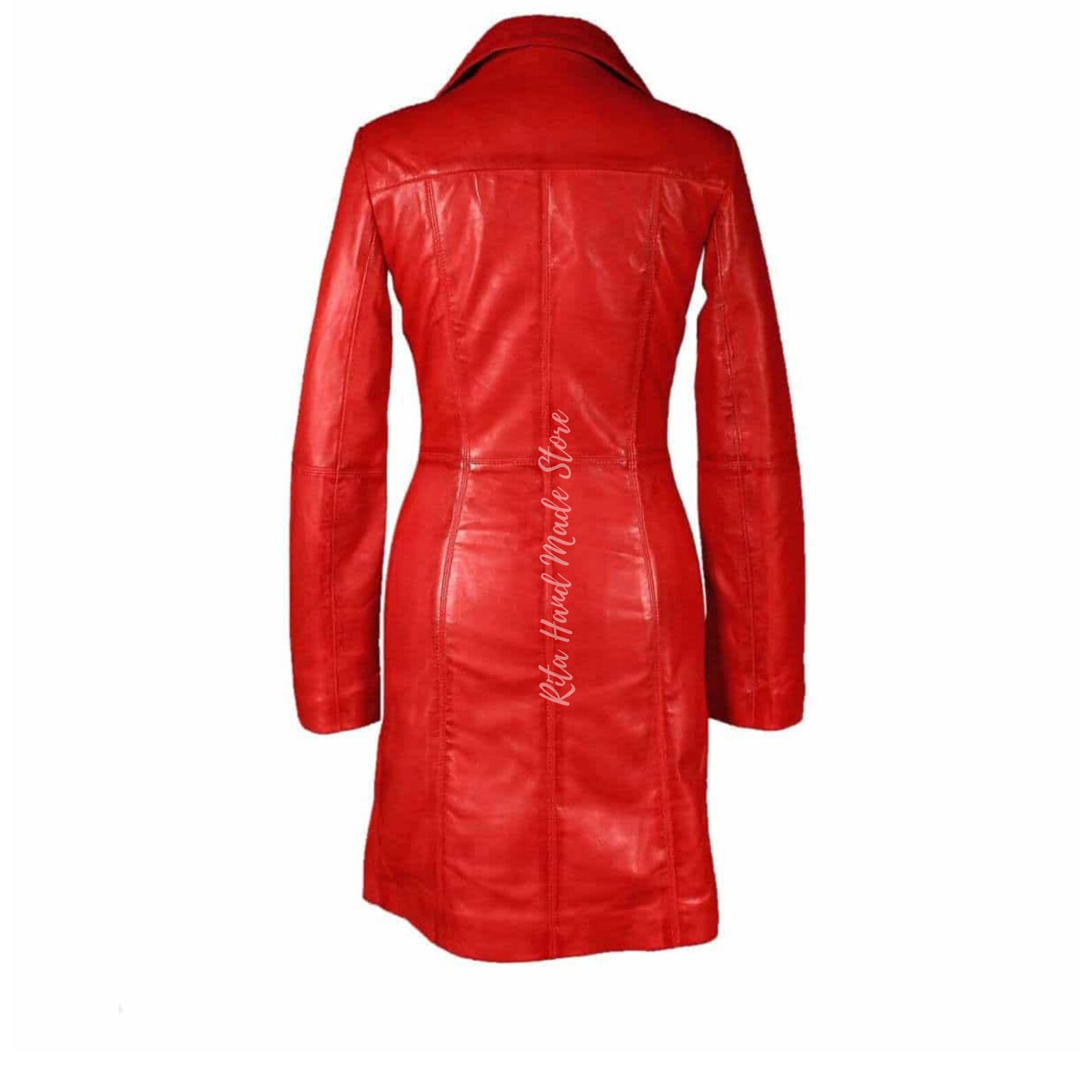 Women Red Trench Coat / Real Leather Coat / Original Ladies Etsy