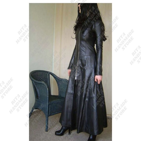 langer ledermantel damen