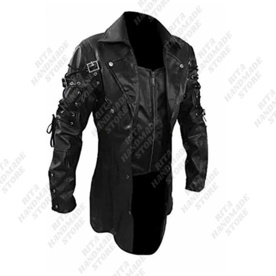 Steampunk leather shop coat