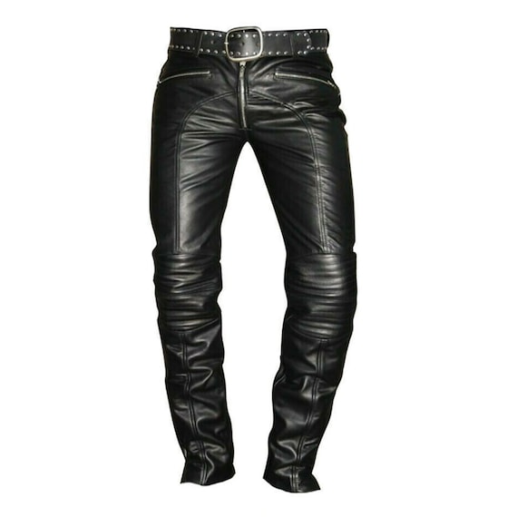 Pure Leather Men Trouser Biker Leather Trouser Leather - Etsy