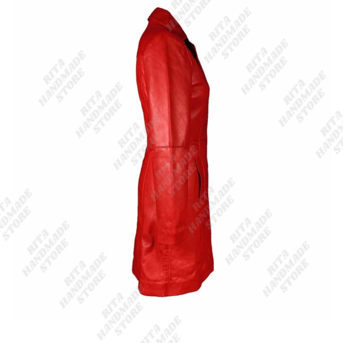 Women Red Trench Coat / Real Leather Coat / Original Ladies Etsy