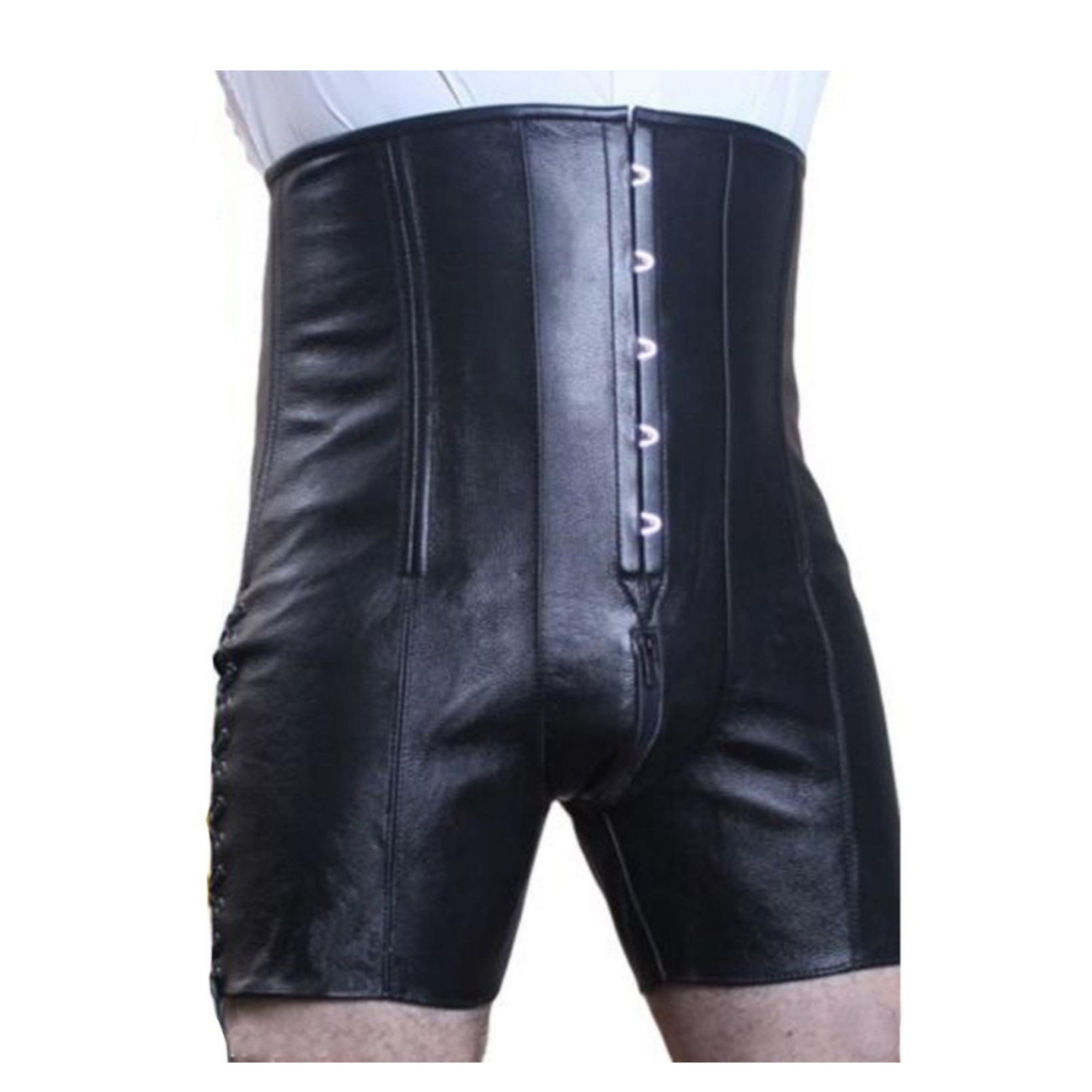 Mens Corset Cincher Black Leather Heavy Duty Bondage Male - MCOR1 - Leather  Addicts