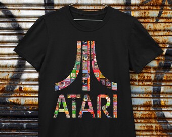 Atari Retro gamers Gaming T Shirt Noir 
