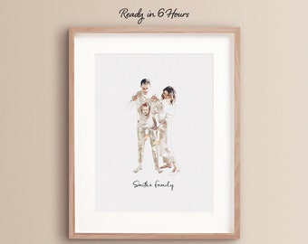 Custom Digital Print Watercolor Couple Portrait, Family Portrait, Gift For Him, Couple Illustration, Engagement Gift, Gift For Couples