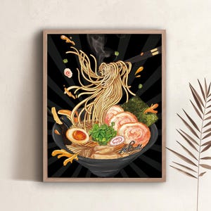 Japanese Ramen Digital Print, Ramen Print Noodles Illustration, Art Food Wall Art