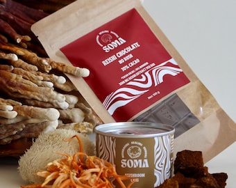 Pacote Relax de Cogumelos: Barra de Chocolate Reishi + Masala Chai de Cogumelos